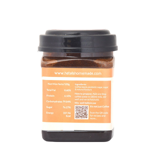 Nutritional Facts along with ingredients and directions to use for Butterscotch Caramel Instant flavoured coffee