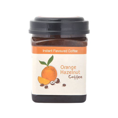 Orange Hazelnut flavoured instant coffee. 100% Homemade. No Added Preservatives.