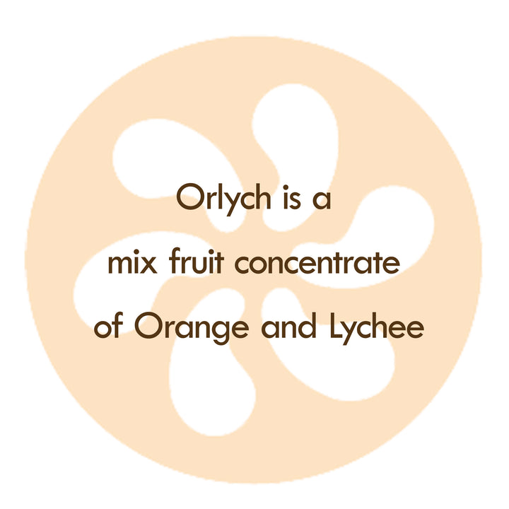 Our Orlych Mocktail is a concentrate of Orange and Lychee.